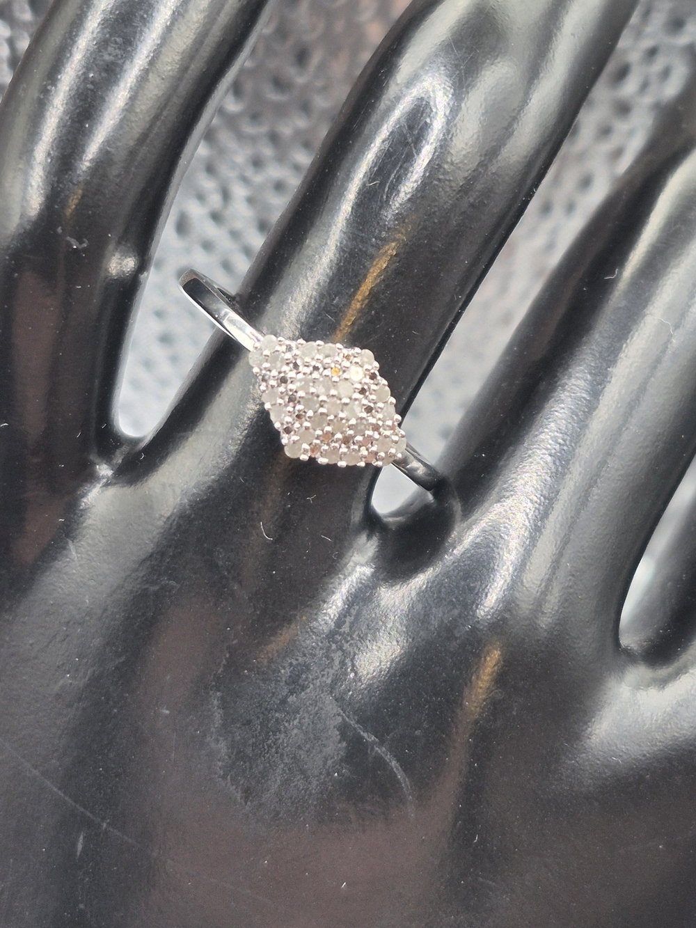 Sterling Silver Clustered Genuine Diamond Ring